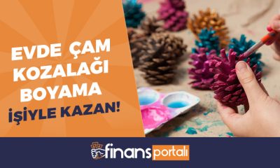 evde çam kozalağı boyama işi