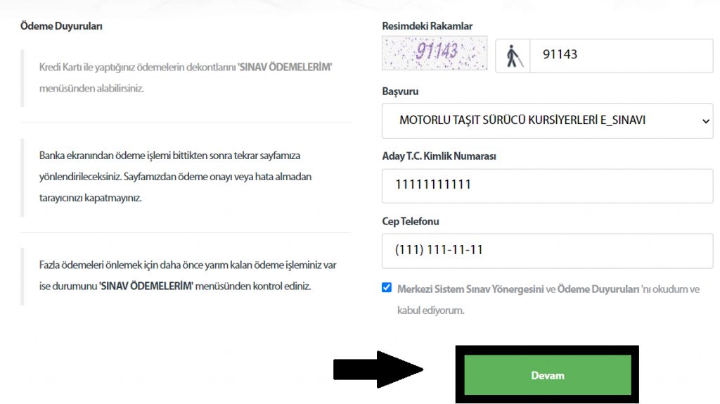 Kredi Kartı ile Ehliyet Sınav Harcı Yatırma